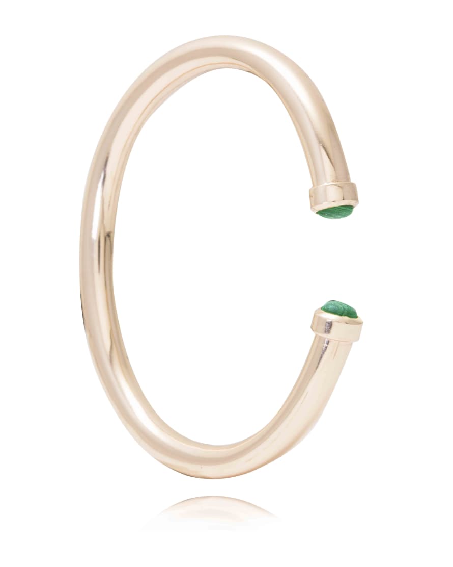 THE BROWNHOUSE INTERIORS Rose Gold Twist Bangle with Malachite Cabochon