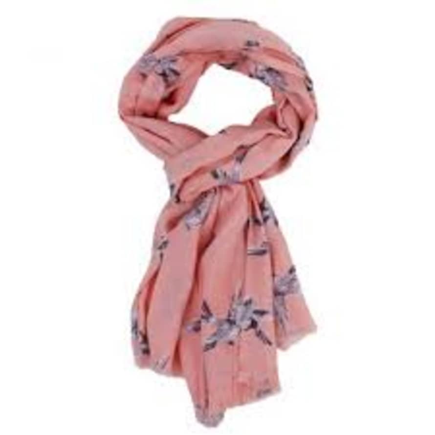 Imbarro Salmon scarf Swinging Bird, 100x190 cm