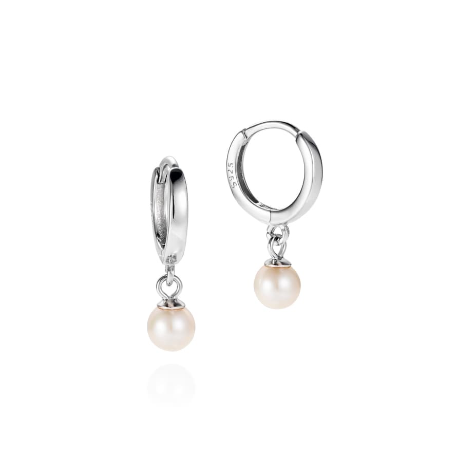 Claudia Bradby Silver Essential Micro Pearl Hoop Earrings