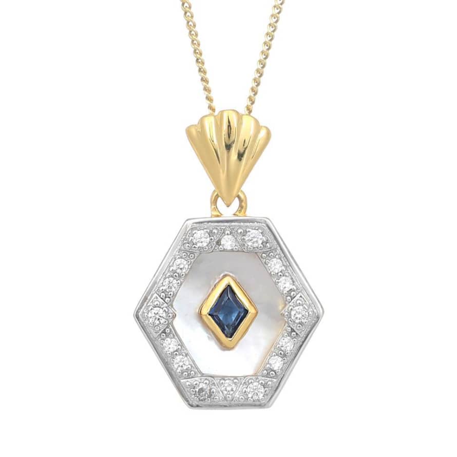 V by Laura Vann Esme Gold Blue And Pearl Necklace