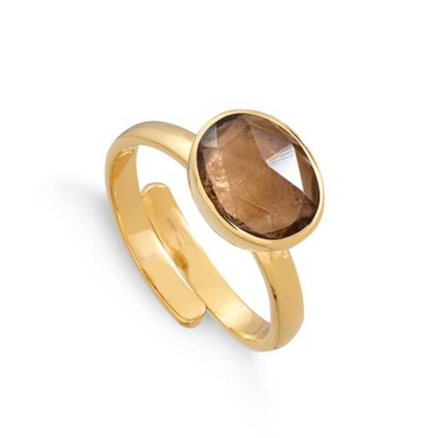 SVP Jewellery Smoky Quartz Atomic Midi Adjustable Ring