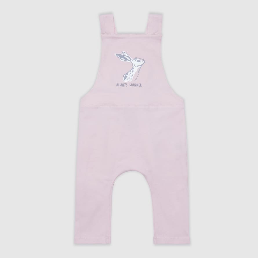 Small Stories Hare Print Baby Dungarees Pink