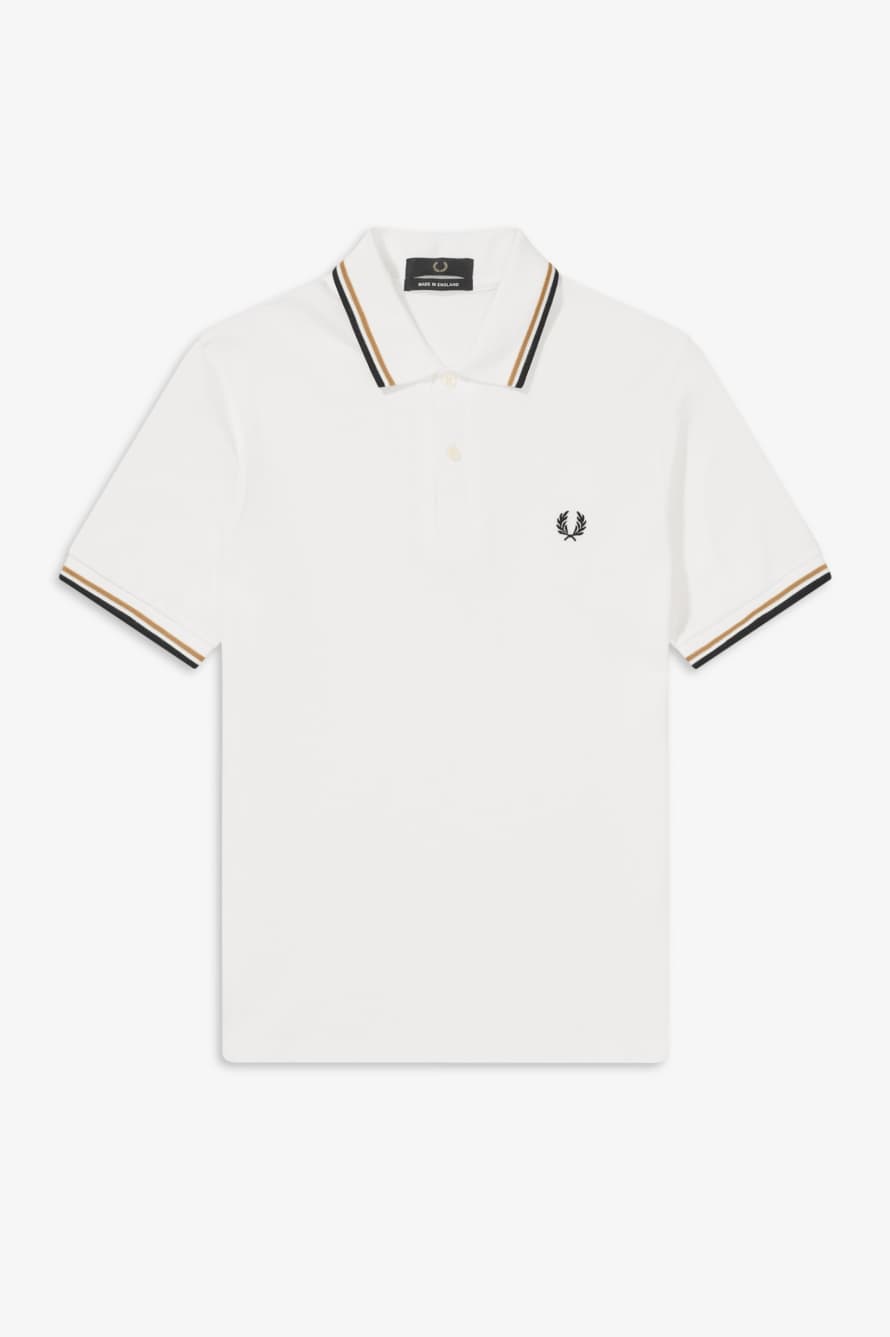 Fred Perry M3600 Polo Shirt - Snow White / Gold / Black