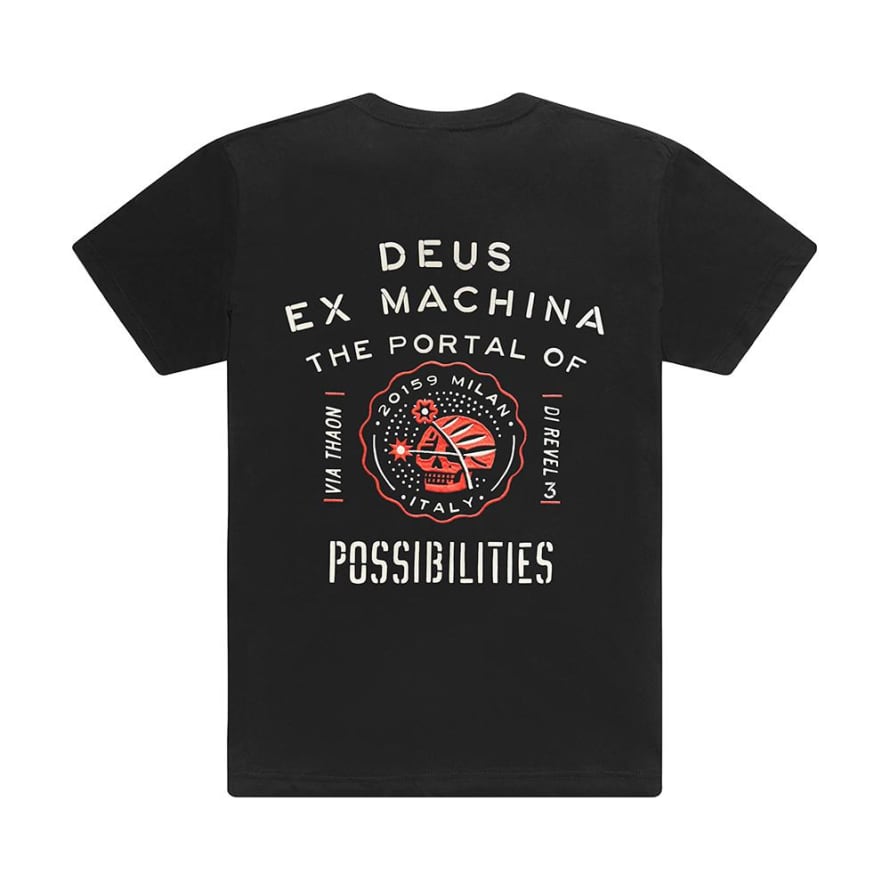 Deus Ex Machina Milano Embroidered Address Tee - Black 