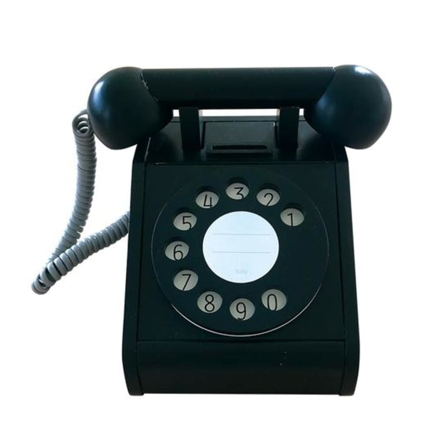 Kiko Wooden Retro Rotary Dial Telephone in Black 