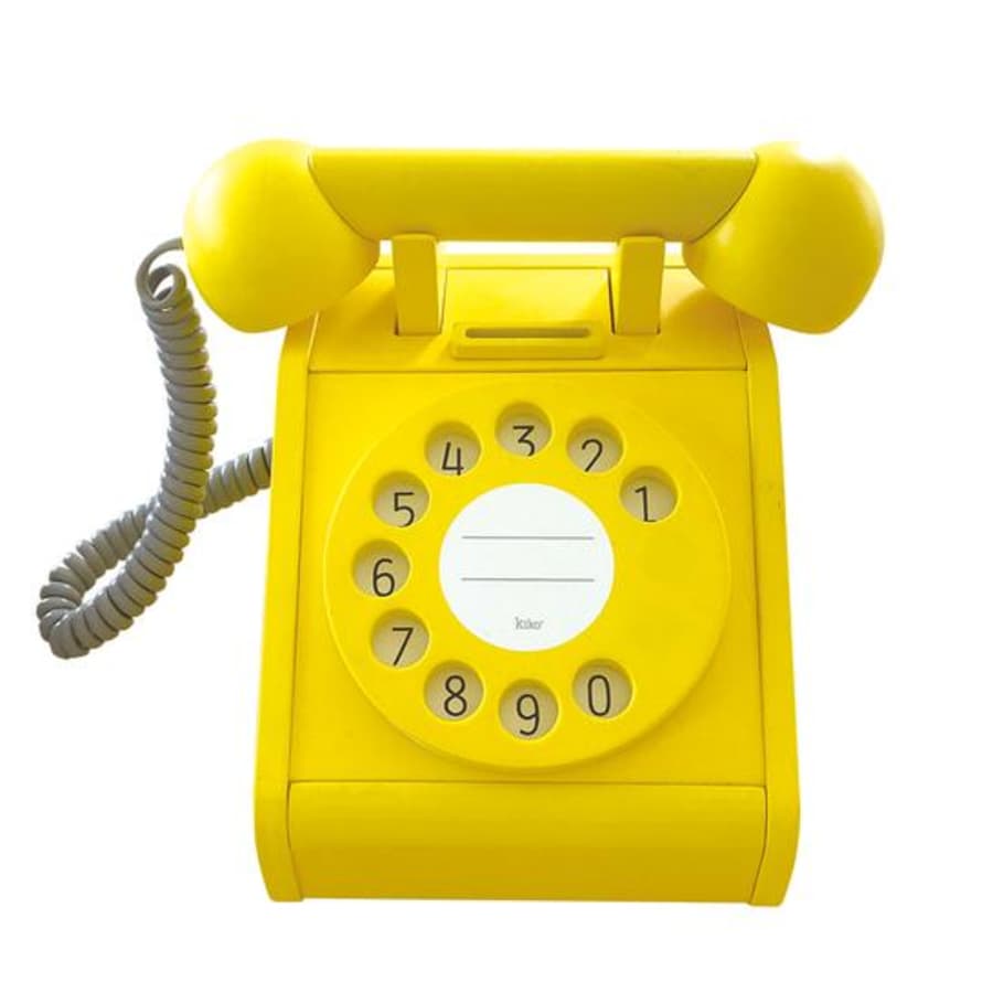 Kiko Wooden Retro Rotary Dial Telephone in Yellow 