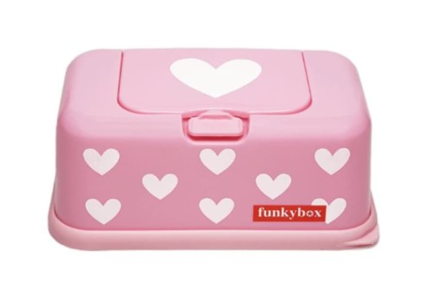 Funky Box Pink White Heart Wet Wipes Holder