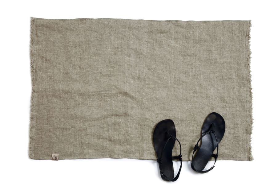 Lovely Linen 100% European Linen Rustic Bath Mat in Natural