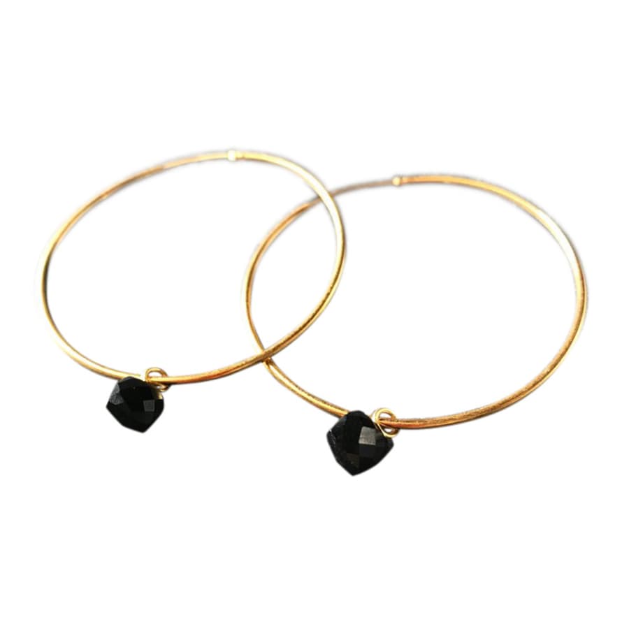 silver jewellery Black Onyx Hoop Earrings