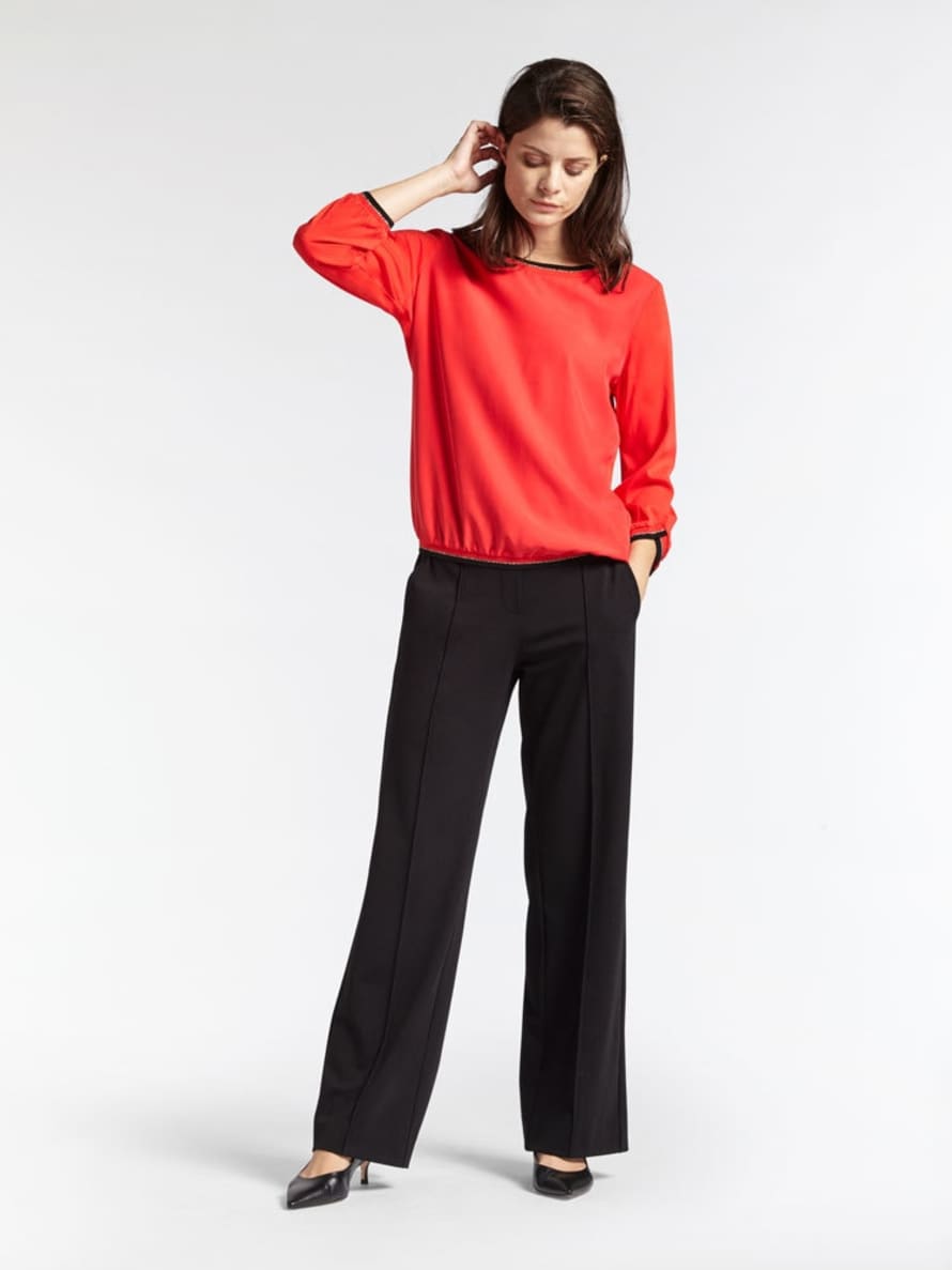 Sandwich Clothing Red Ribbing Lurex Plain Top