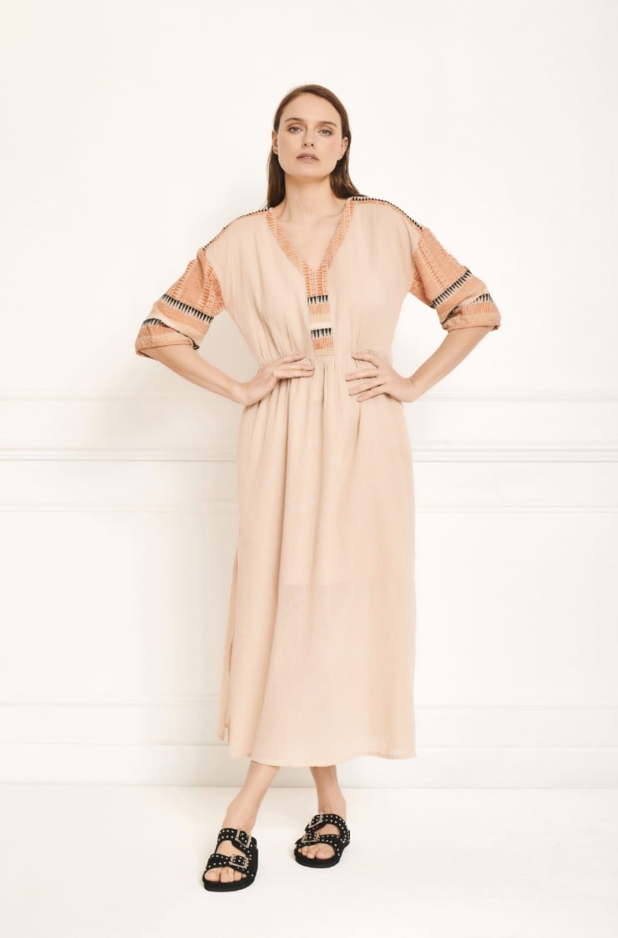 MKT Studio Cotton Roki Long V Neck Dress