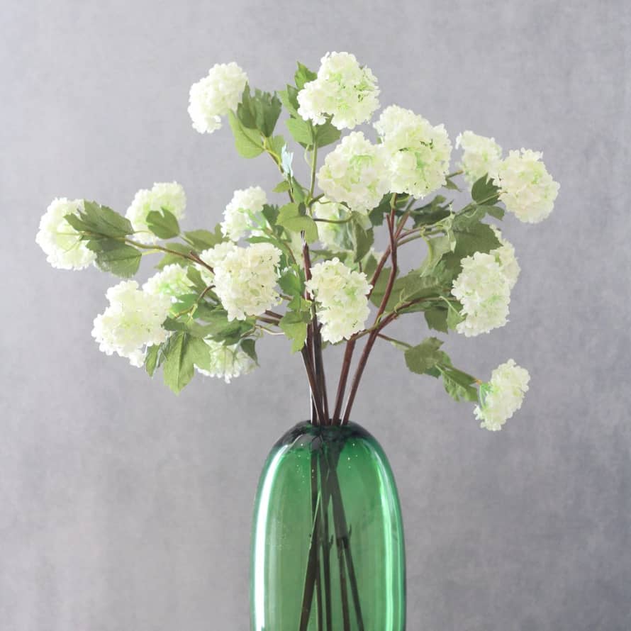 Or & Wonder Collection White Viburnum Snowball 82cm Faux Stem