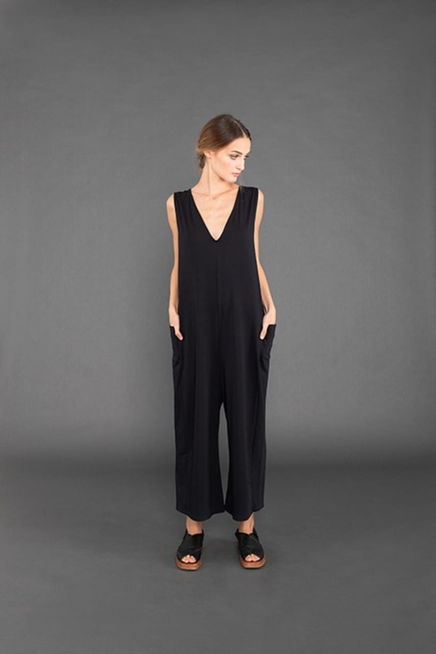 Mama B Black Cotton Naxos Jumpsuit