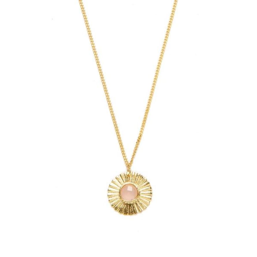 Dlirio Gold Plated Rosa Collar Sol Piedra Cuarzo 