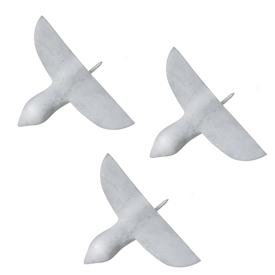 Thomas Poganitsch Design The Birds Set of 3 Concrete Wall Hook Light Grey