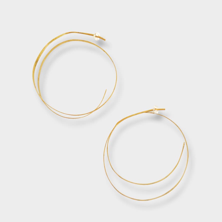 Mamaplata Formentera Circle Brass Earrings - Alga 