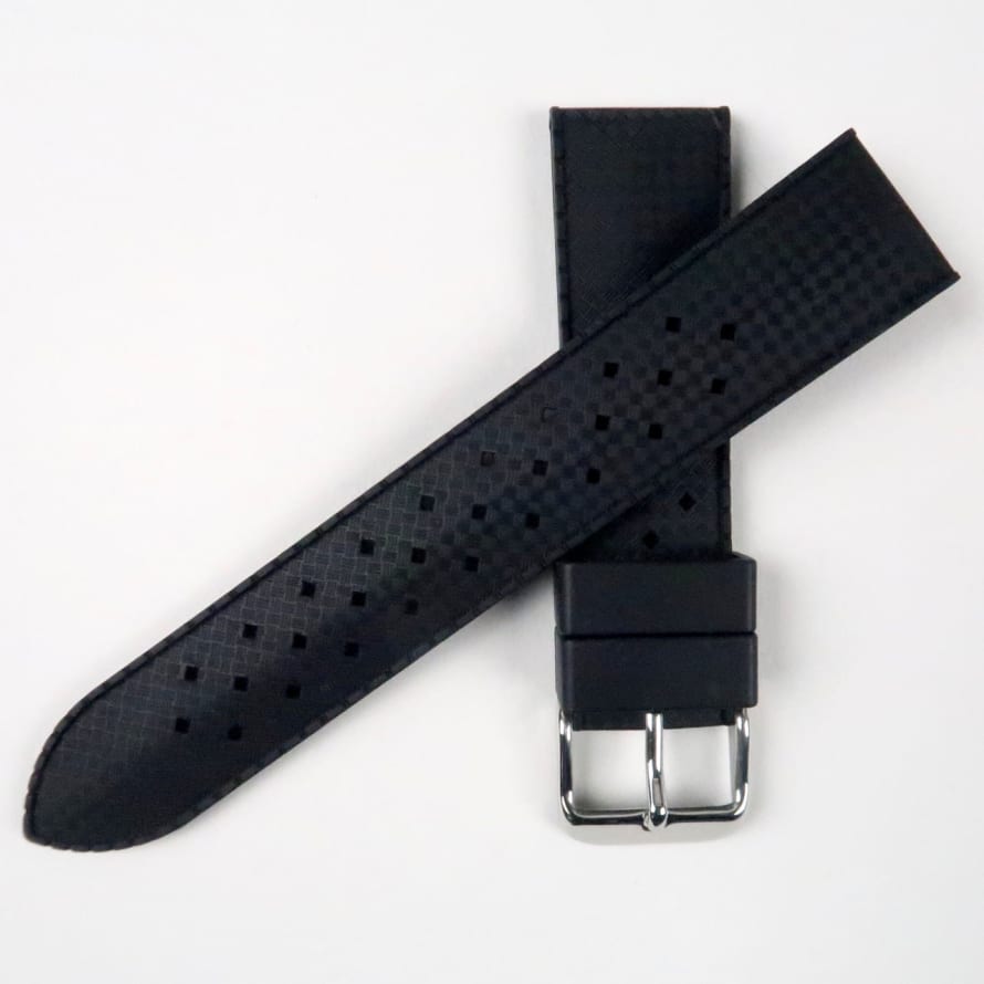 Black Silicone Tropical Style Watch Strap 18-24mm