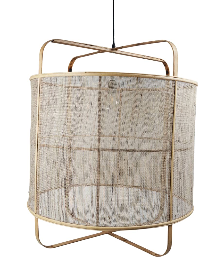 ATHEZZA HANJEL Medium Bamboo and Linen Pendant Light