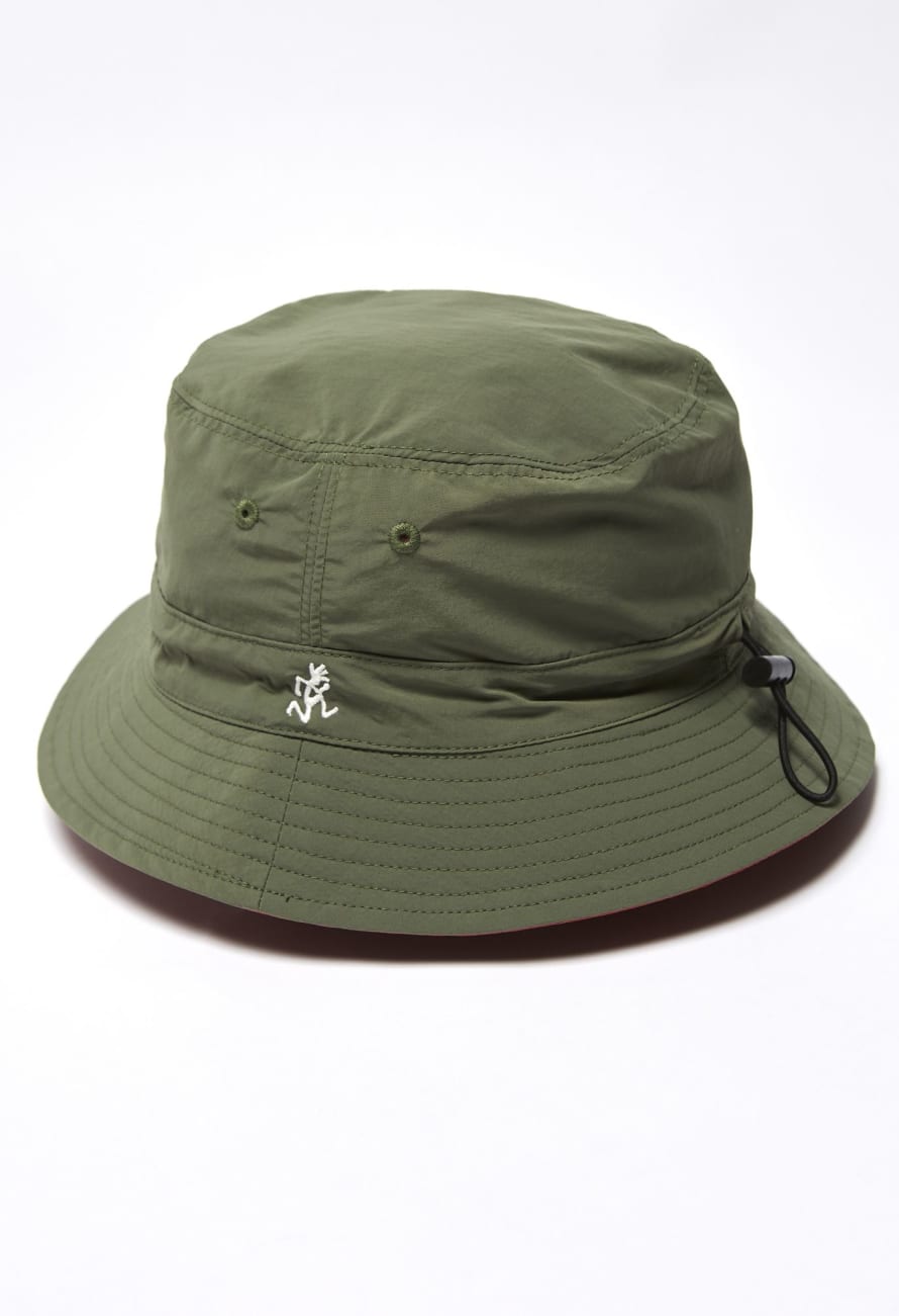 Gramicci Shell Reversible Bucket Hat - Olive / Raspberry 