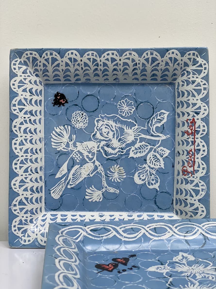 Asiatides Light Blue Tray Pour Toi with White Flowers