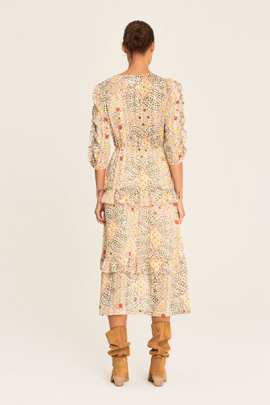 BA&SH White and Ecru Happy Midi Dress