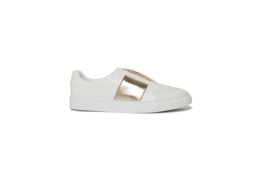 Philip Hog White and Gold Elastic Trainer