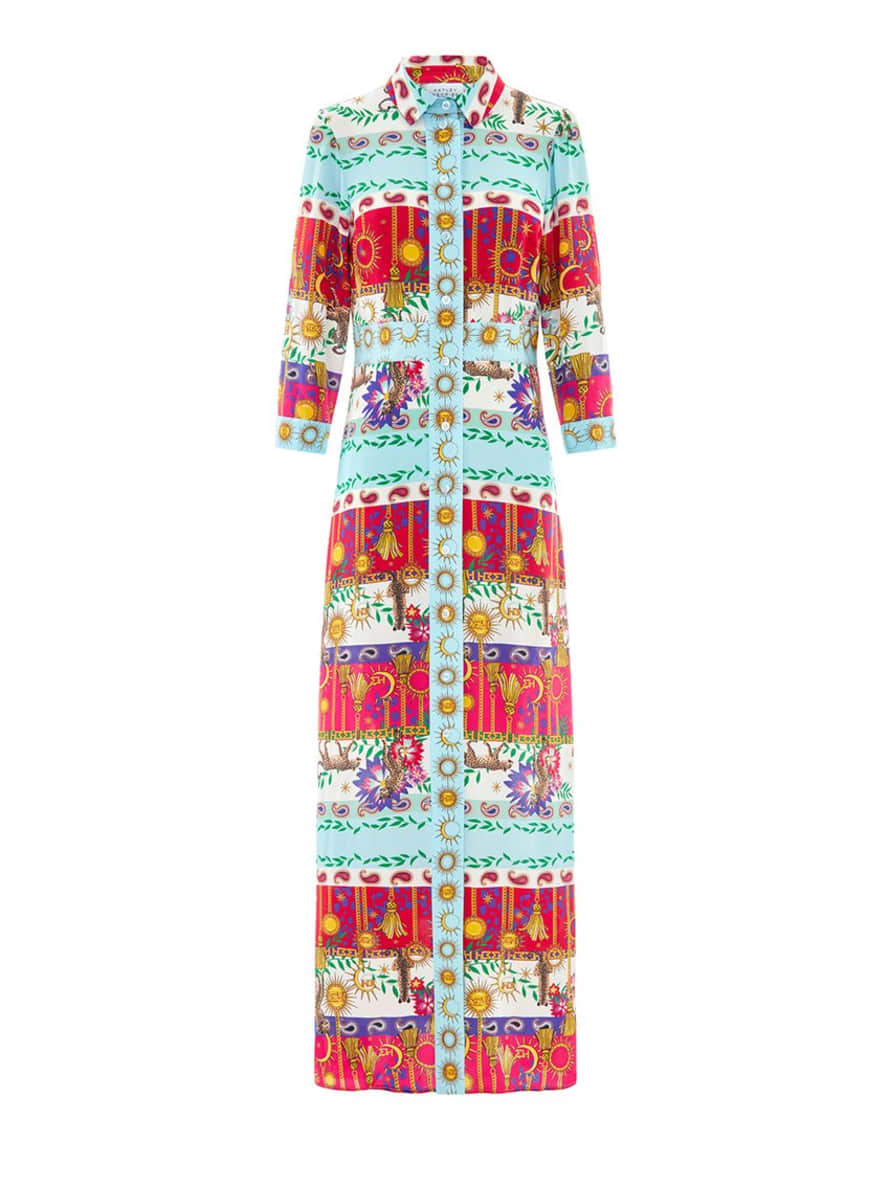 Hayley Menzies Multicolor Enchanted Leopard Print Long Shirt Dress