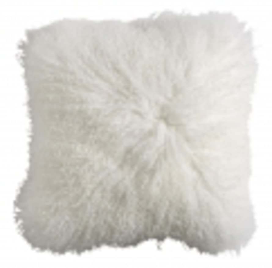Or & Wonder Collection Tibetan Lamb Fur Cushion with Filler Natural White