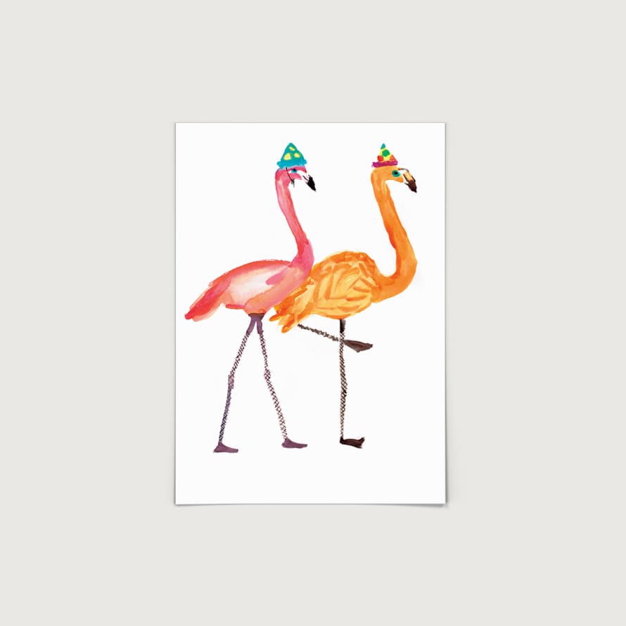 Rosie Webb  Flamingos in Panty Hose A4 Art Print