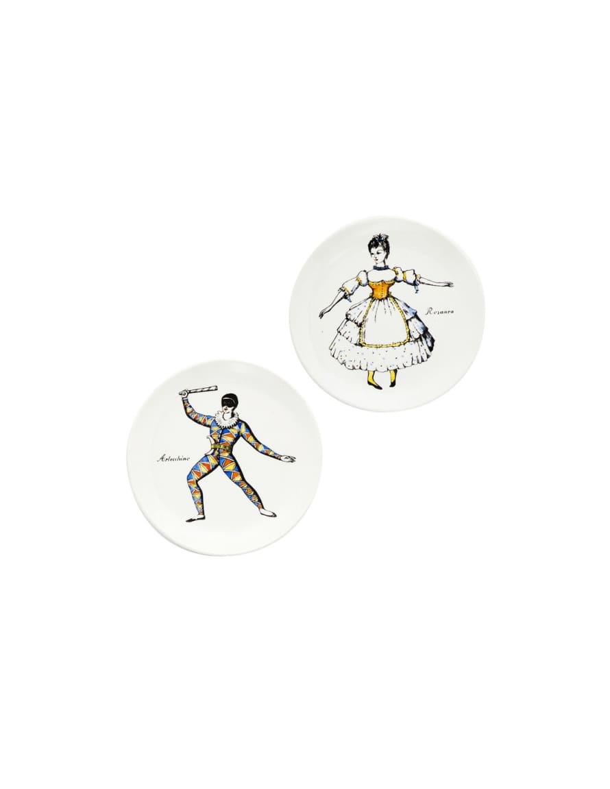 Fornasetti  Set of 2 Porcelain Maschere I Coasters