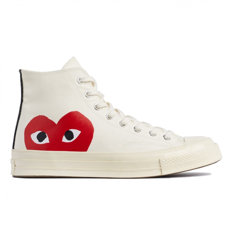 Comme Des Garcons Play X Converse Red Heart Chuck Taylor All Star 70 High White Shoes