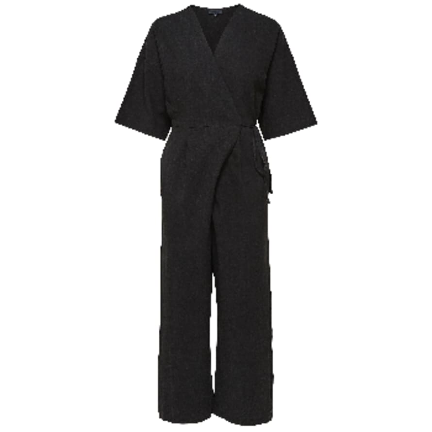 Selected Femme Malvina Linen Blend Jumpsuit - Black 