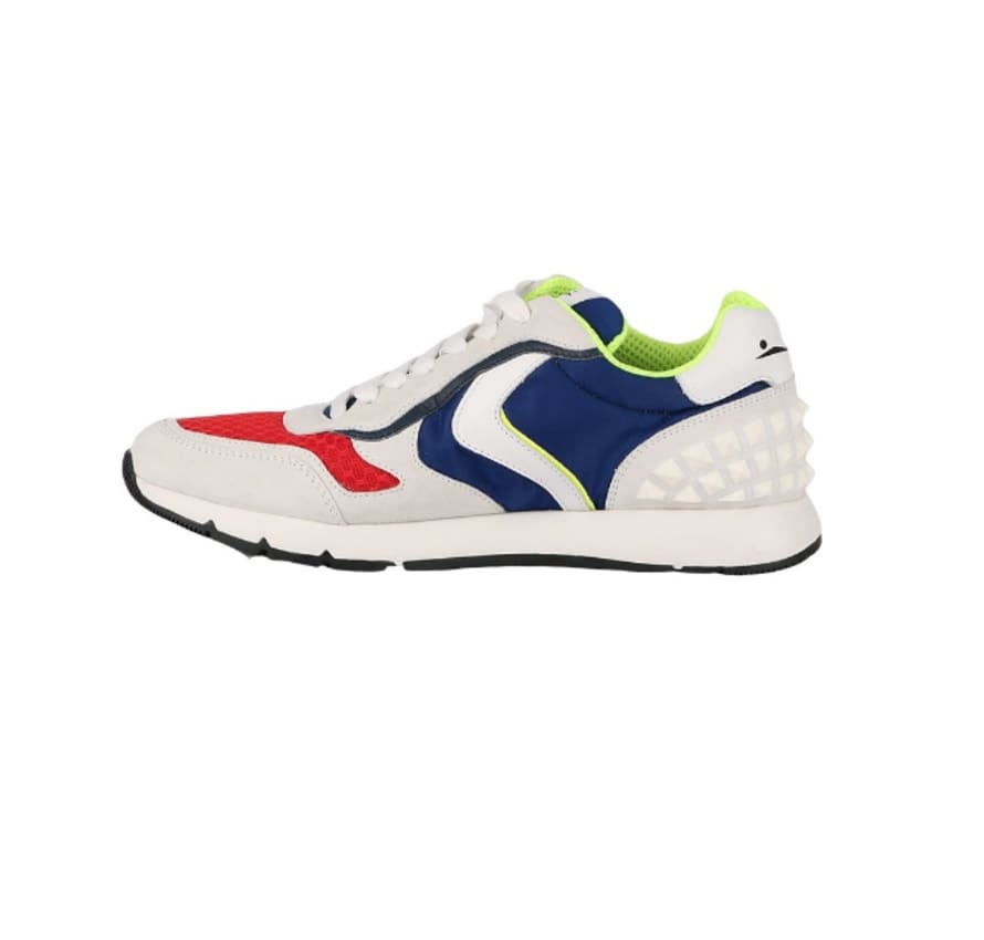 Voile Blanche Men´s White-Blue-Red Sneakers In Leather and Nylon