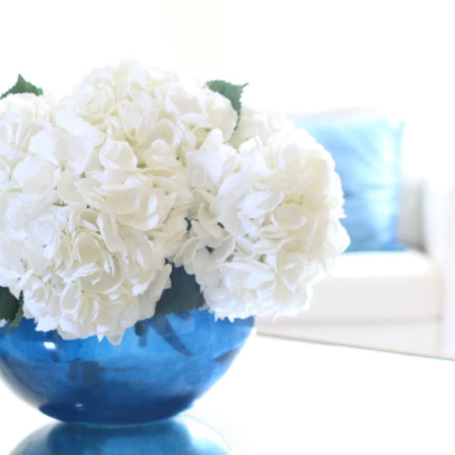 Or & Wonder Collection Hydrangea White Mophead 36cm Faux Stem