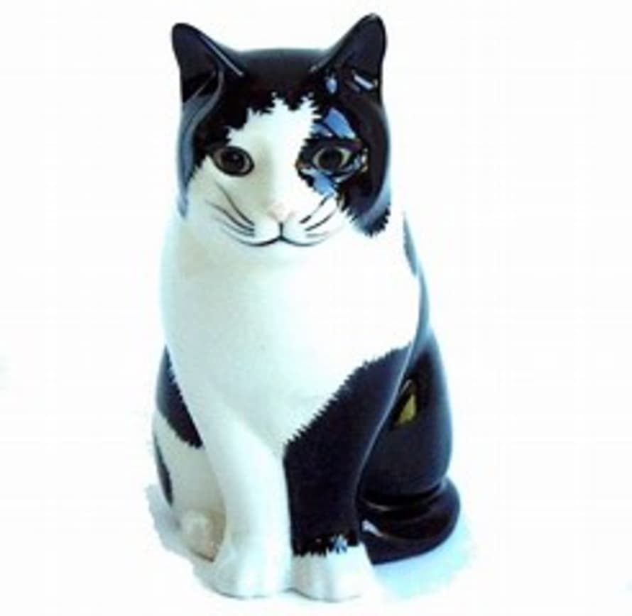 Quail Ceramics Barney Black and White Cat Vase Small