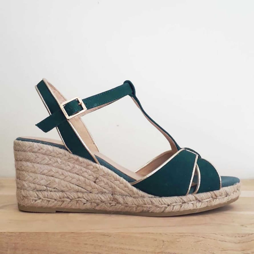 Kanna  Petrol Wedge Sandals 5cm