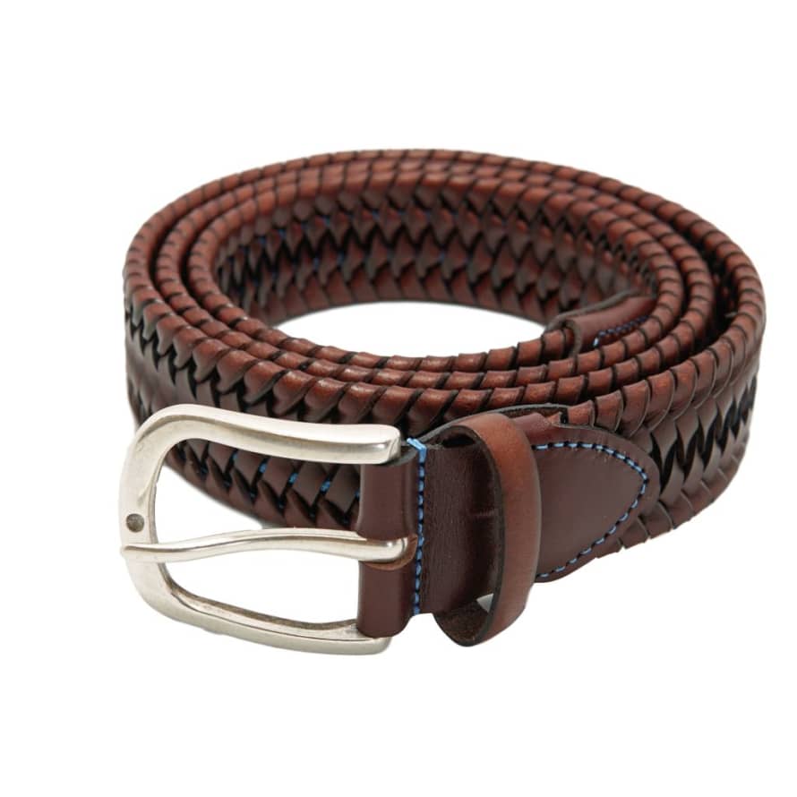 ATHISON Cognac Leather Stretch Belt 