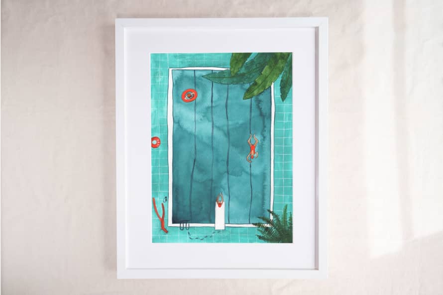 Hattie Buckwell Swimming Pool A4 Art Print