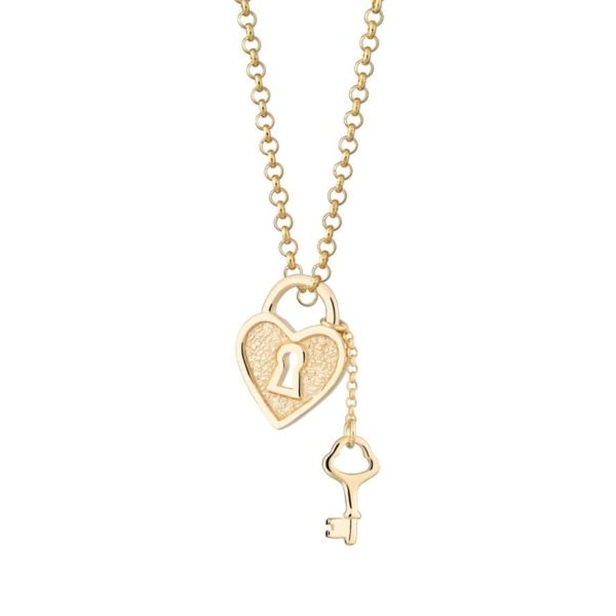 Scream Pretty  Heart Shaped Padlock And Key Necklace Gold