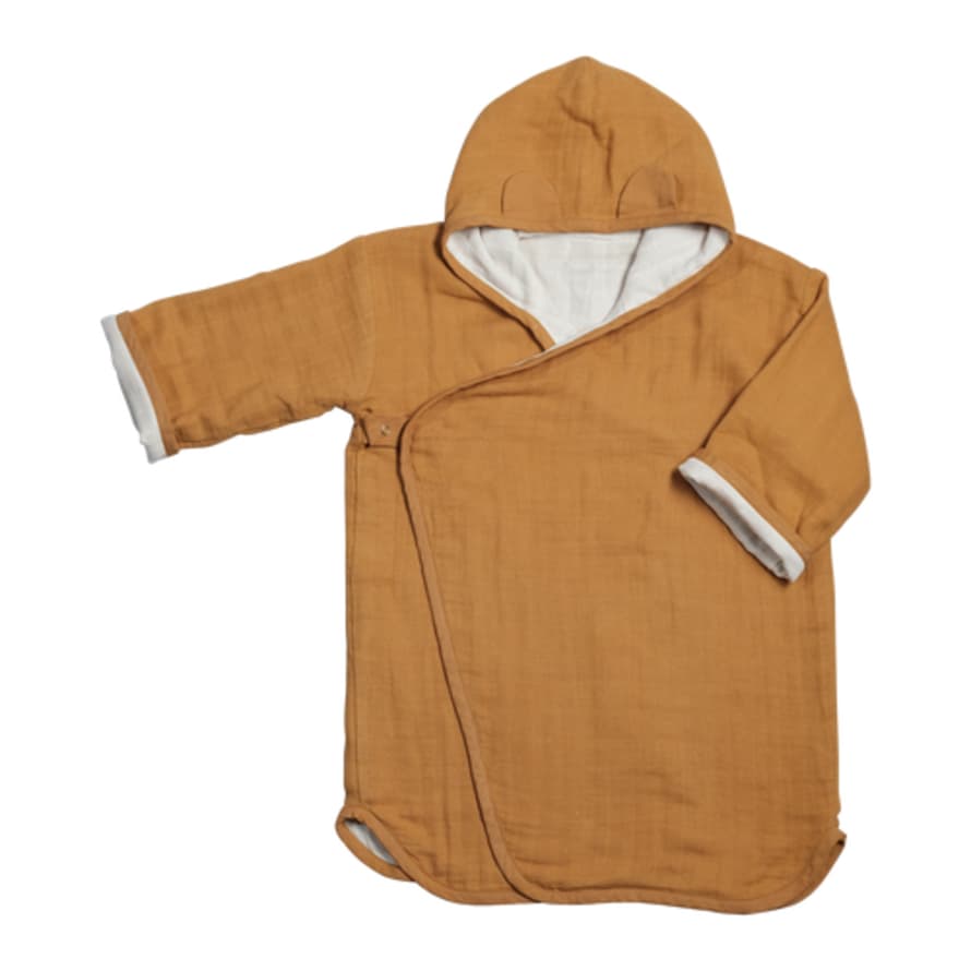 FABELAB Children Bathrobe in Ochre for 3-7 Years Old