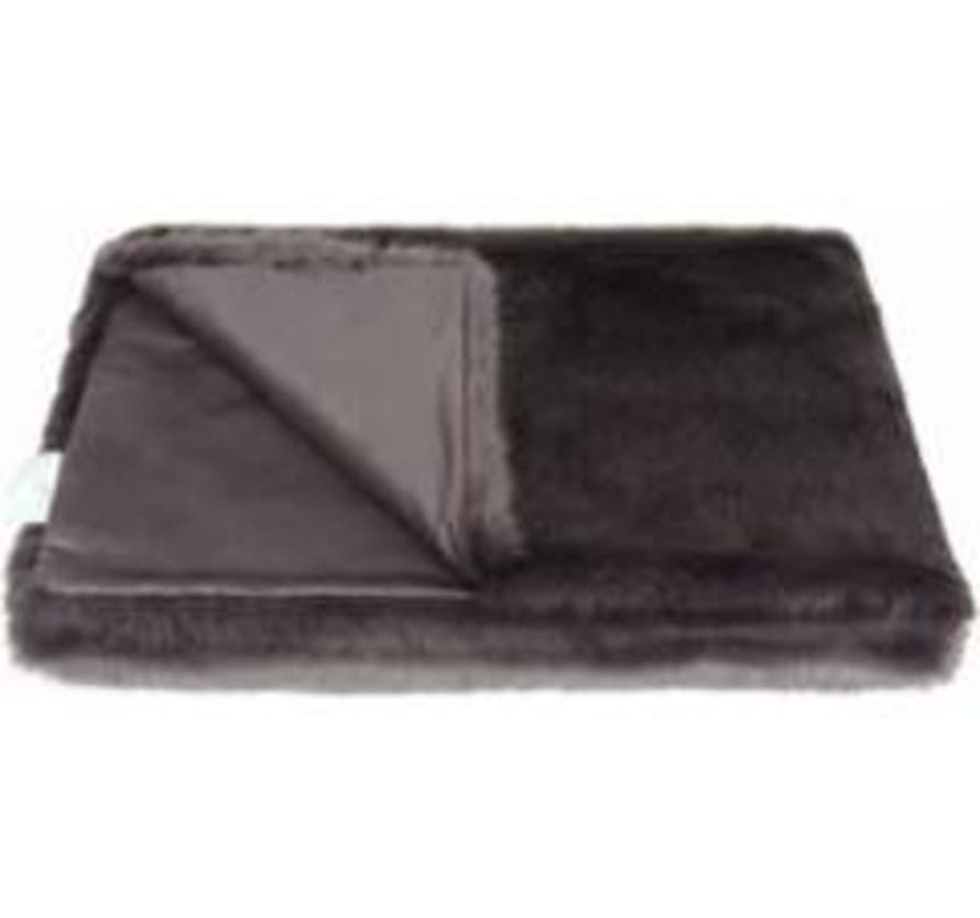 Helen Moore Faux Fur Throw - Steel