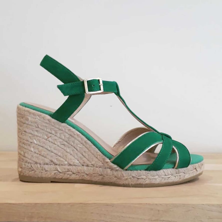 Kanna  Green Wedge Sandals 7cm