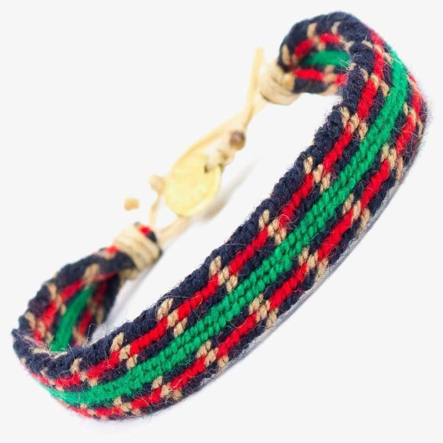 Guanabana Hand-Woven Textile Bracelet with Gold Plated Tag
