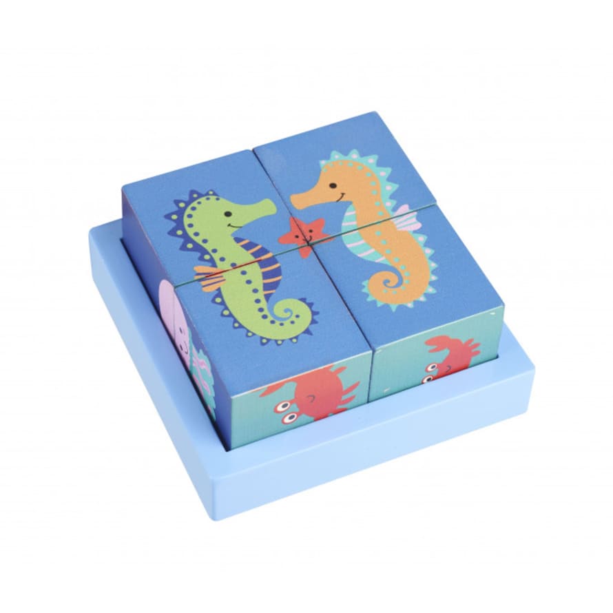 Orange Tree Toys Set of 4 Wooden Sealife Blocks