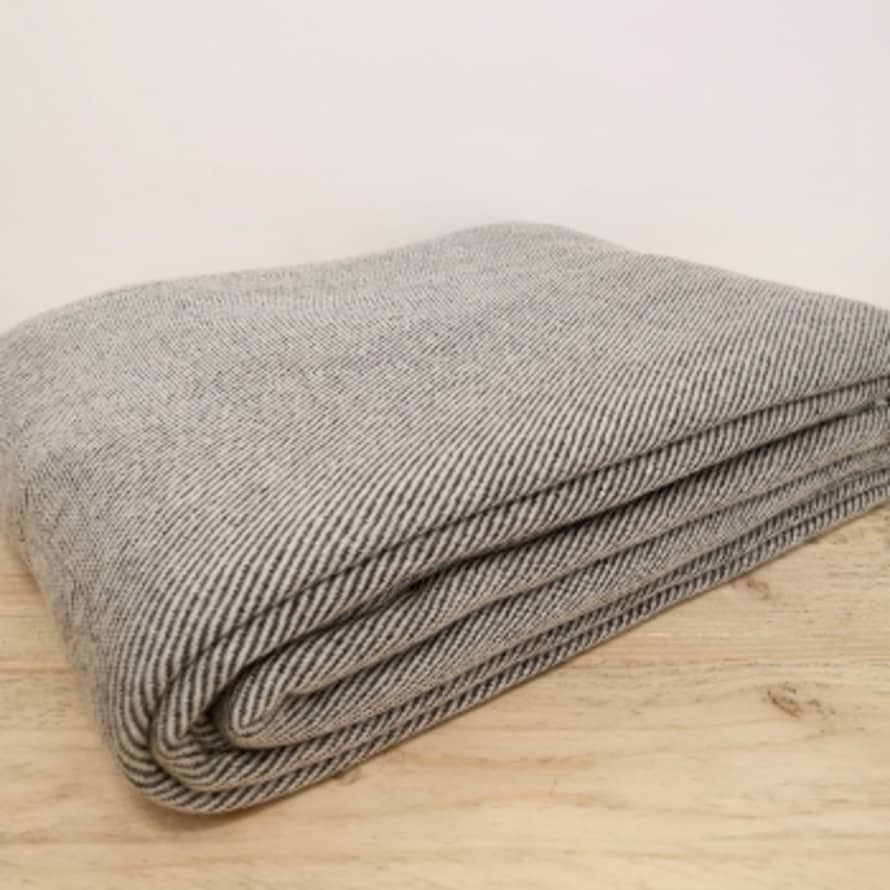 The Painted Bird Charcoal & Cream Super Soft Cashmere Throw