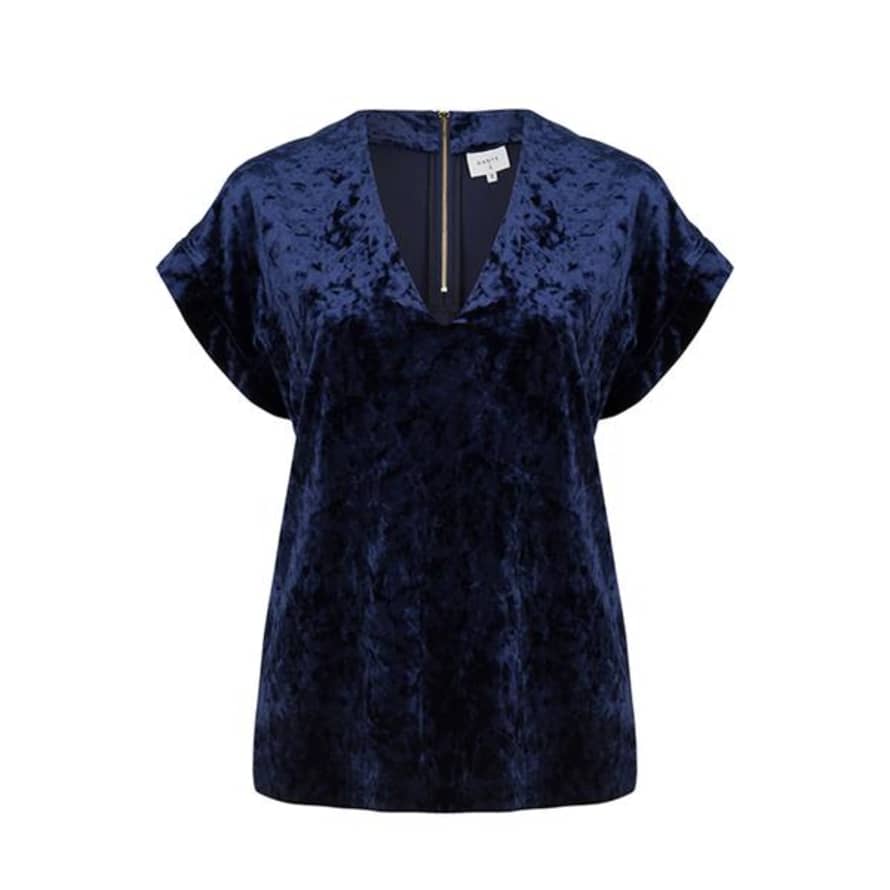 Dante6 Velvet Navy Short Sleeve Top