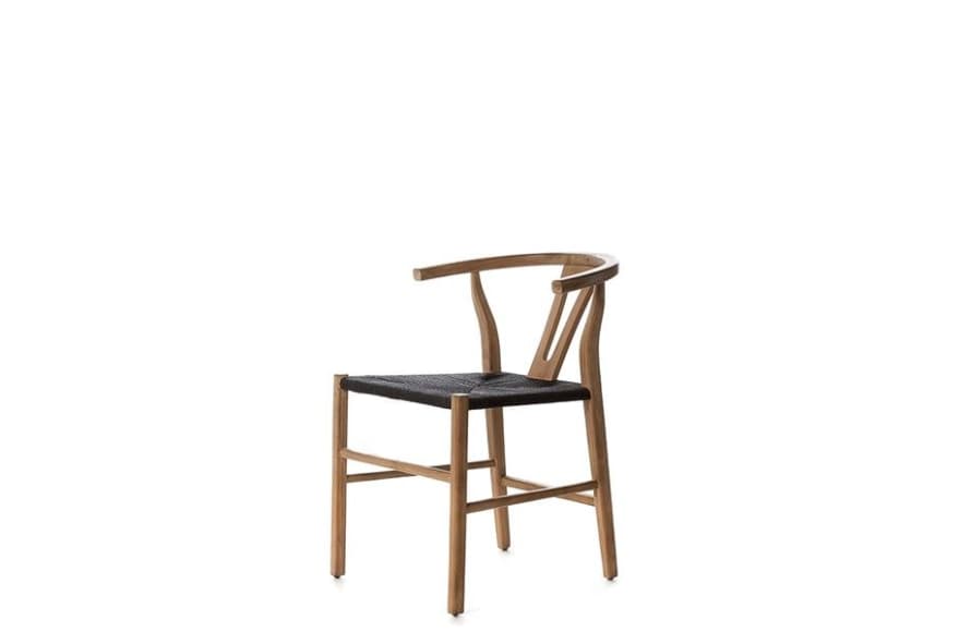 Natural Teak & Rope Dining Chair - Natural or Black Seat Pad