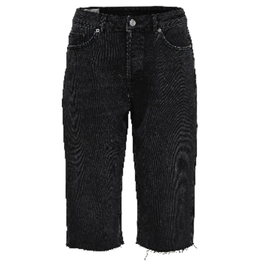 Selected Femme Lou Slim Fit High Waist Denim Shorts - Black Greystone 