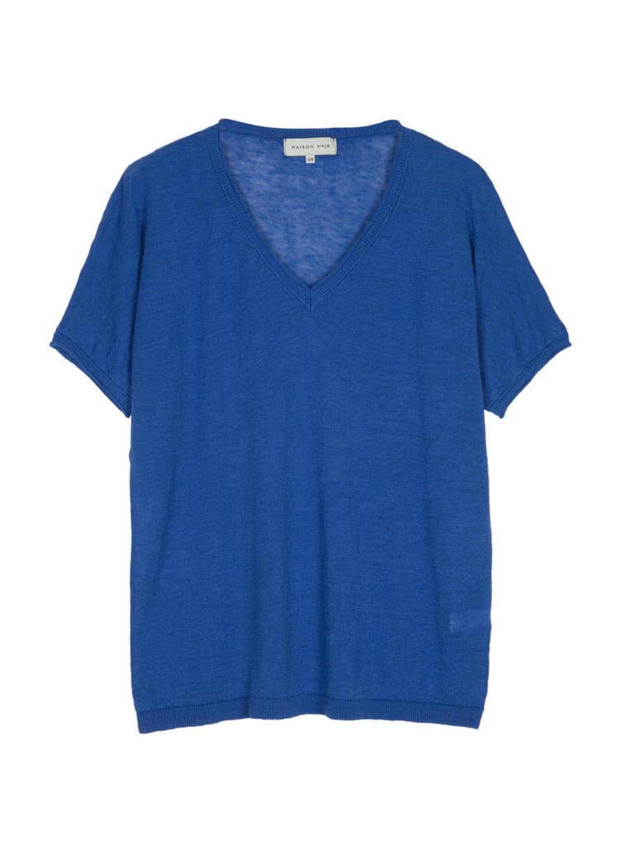 Maison Anje Lelena Linen Mix Blue T-Shirt