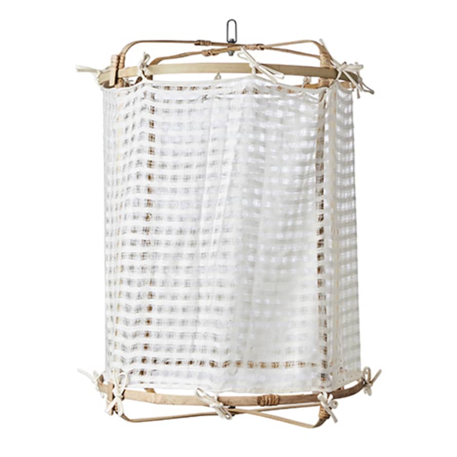 Affari Lamp with Bamboo Structure and Silk Fabric Shade in Beige d57xh75cm